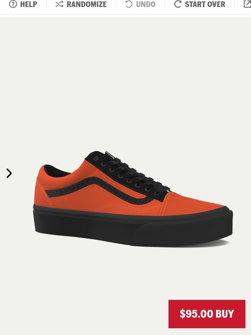 Vans Orange and Black Platform Old Skool Sneakers